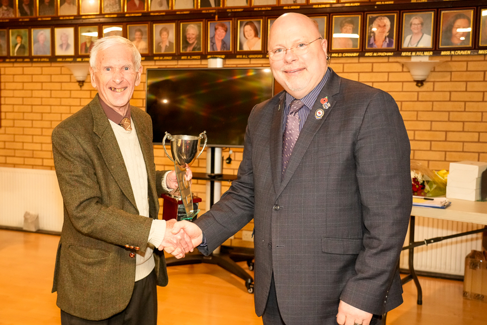 Clive Edwards receiving the Digital Projected Image Photographer of Year award from Rev Phil Denyer. 