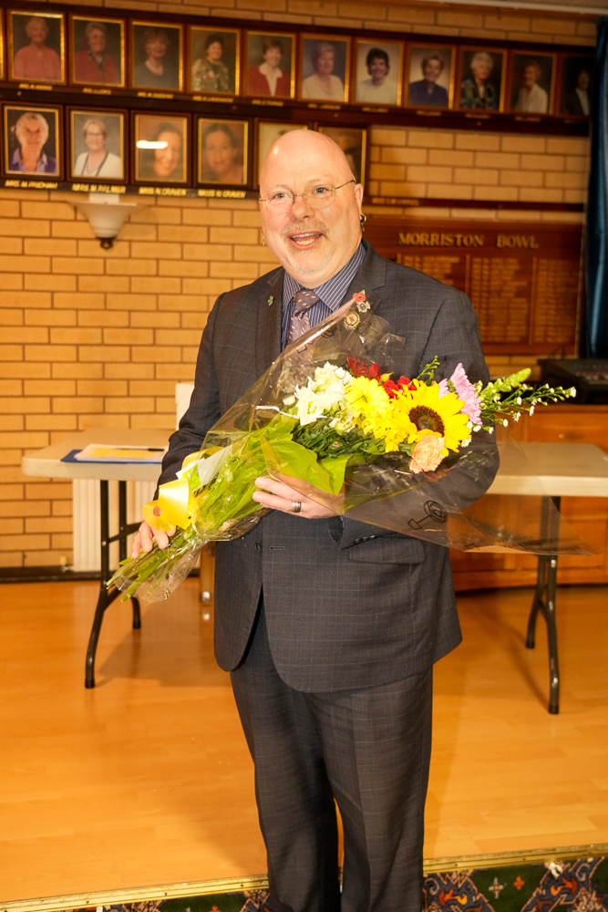 Rev Phil Denyer received a bouquet of flowers for his wife.
